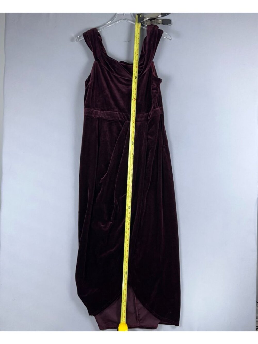 Lulus Dress Size XL Burgundy Velvet Off Shoulder Maxi Sleeveless Formal Gown - Picture 9 of 12